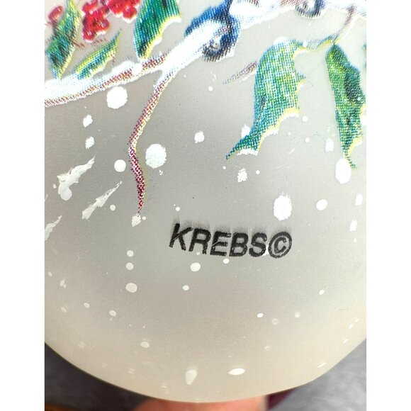 Vintage Krebs 4 Frosted Glass Christmas Ornaments With Cardinals & Blue Jays - Picture 6 of 8
